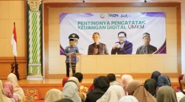Pelatihan Pencatatan Transaksi Keuangan Digital dan Sosialisasi QRIS UMKM Keluarga Khatulistiwa di Aula Gedung Bank Indonesia Perwakilan Kalbar, Kamis (17/4/2025).