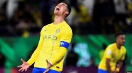 Reaksi Cristiano Ronaldo saat berlaga pada 11 Maret 2024. (Foto: Reuters)
