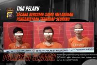 Tiga orang pria pelaku penganiayaan terhadap seorang perempuan berinisial AML (22) resmi ditahan oleh Satuan Reserse Kriminal (Satreskrim) Polresta Sleman. Ketiganya ditangkap usai dilaporkan terlibat dalam tindak pidana penganiayaan yang terjadi pada Kamis malam, 3 Juli 2025. - foto Polresta Sleman